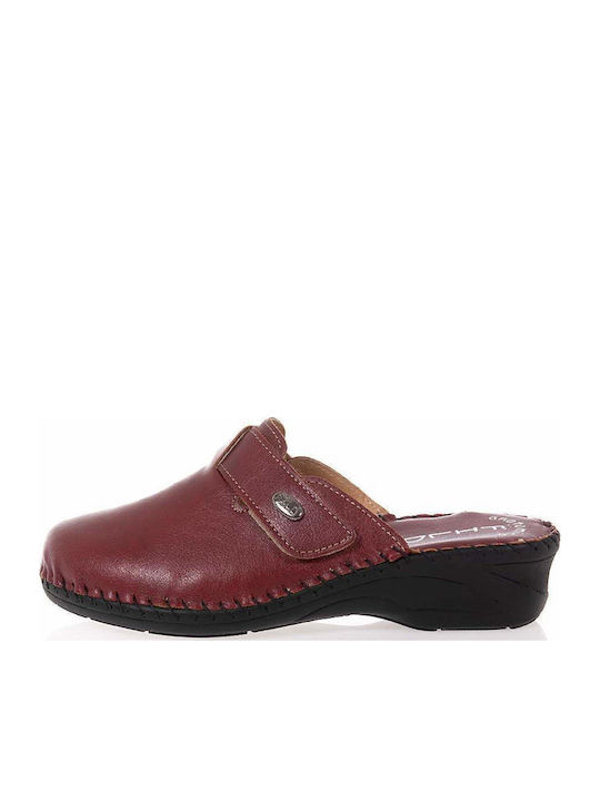 Fild Leather Winter Women's Slippers Burgundy