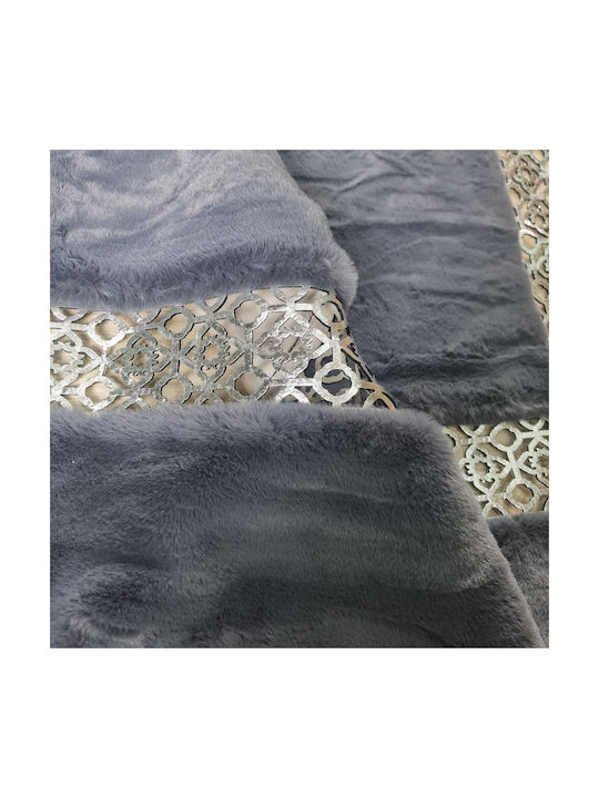 Saray Home Rabbit Luxurius Modern Bedroom Rugs Set Γκρι-ασημί DSN01 GRSLV 3pcs