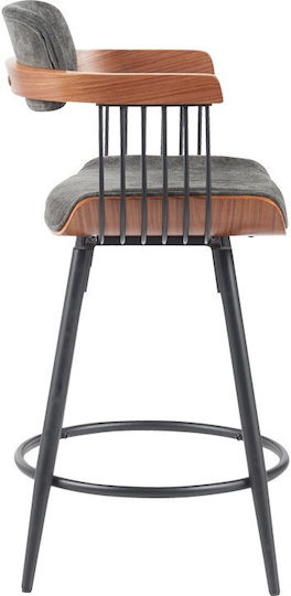 Stool Bar with Backrest Metallic Cameo Black-walnut Anthracite 53x50x93cm