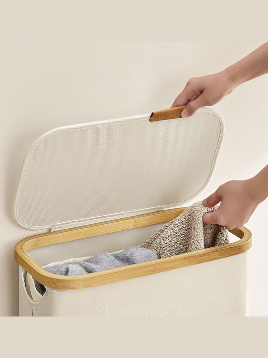 Songmics Fabric Laundry Basket with Lid 42x22.5x70.5cm White