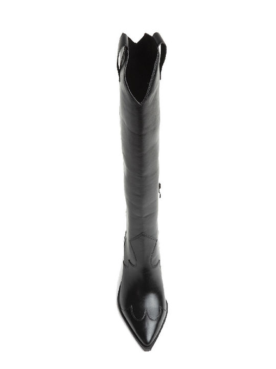 Synthetic Leather Medium Heel Women's Boots Black