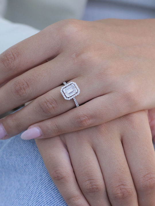 Damen Ring mit Diamant aus Weißgold 18K