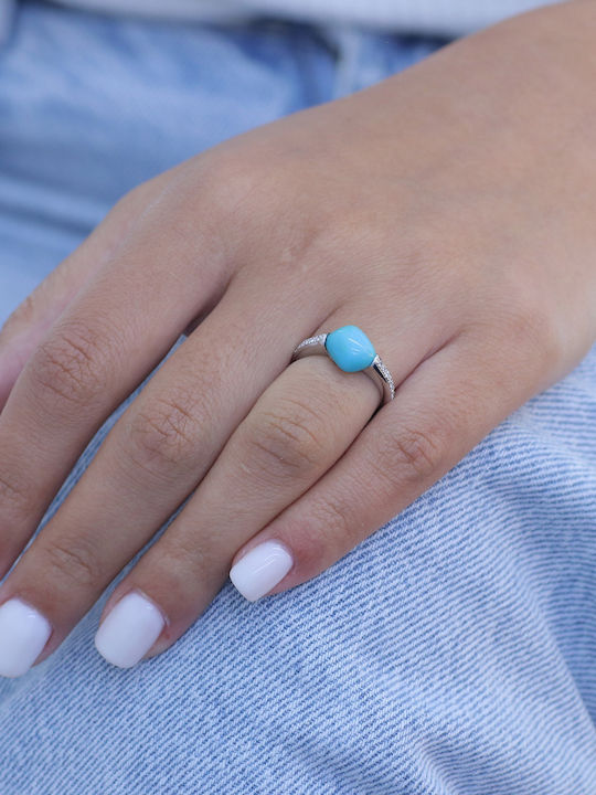 Damen Ring mit Diamant aus Weißgold 18K