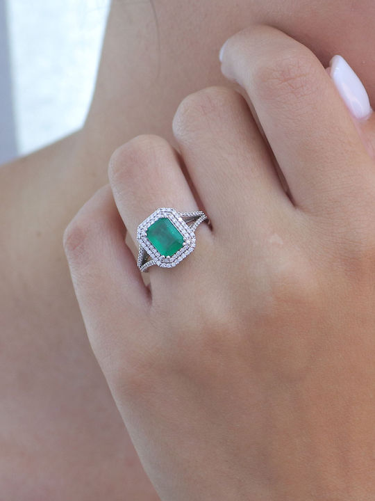 Damen Ring mit Diamant aus Weißgold 18K