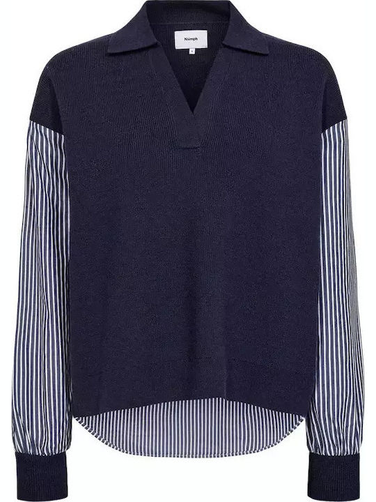Langärmelige Blaue Damenbluse