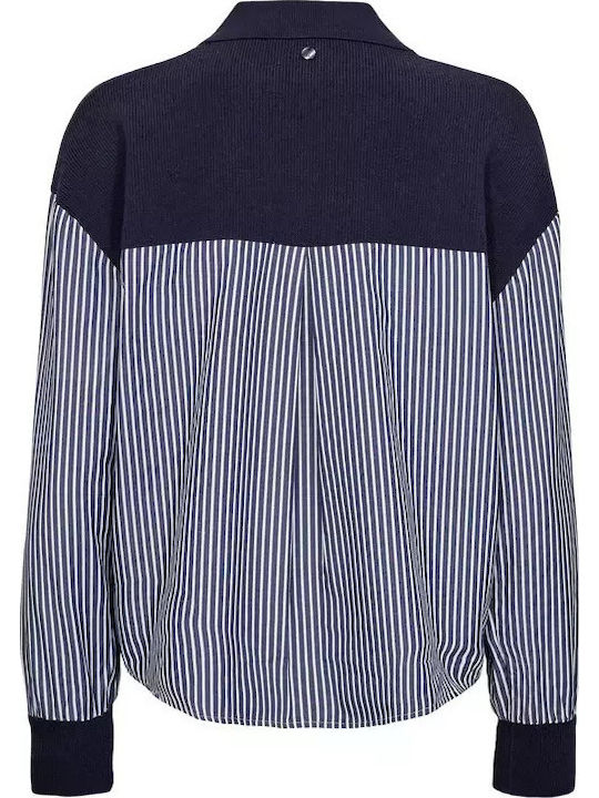 Langärmelige Blaue Damenbluse