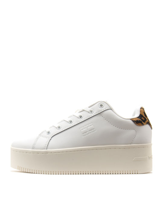 Флатформи Sneakers Εκρού Λεοπαρ