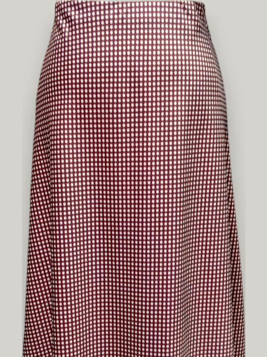 Satin,σατεν Maxi Rock Polka Dot Bordeaux