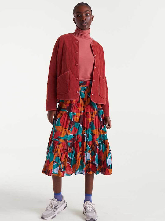 Pleated High-waisted Midi Skirt Burnt Orange