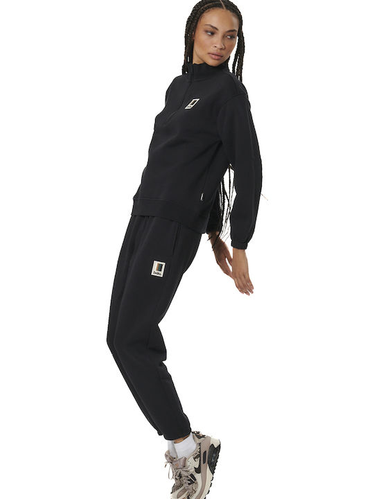 Παντελόνι Φόρμας Φαρδύ Fleece Μαύρο