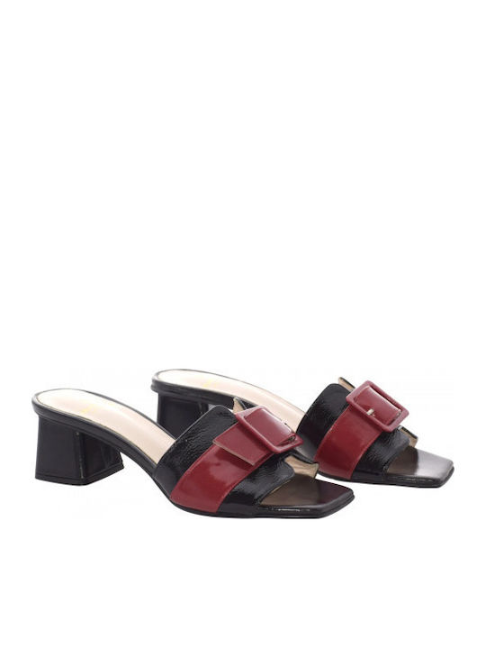 Piele Mule cu Toc în Culoare Negru