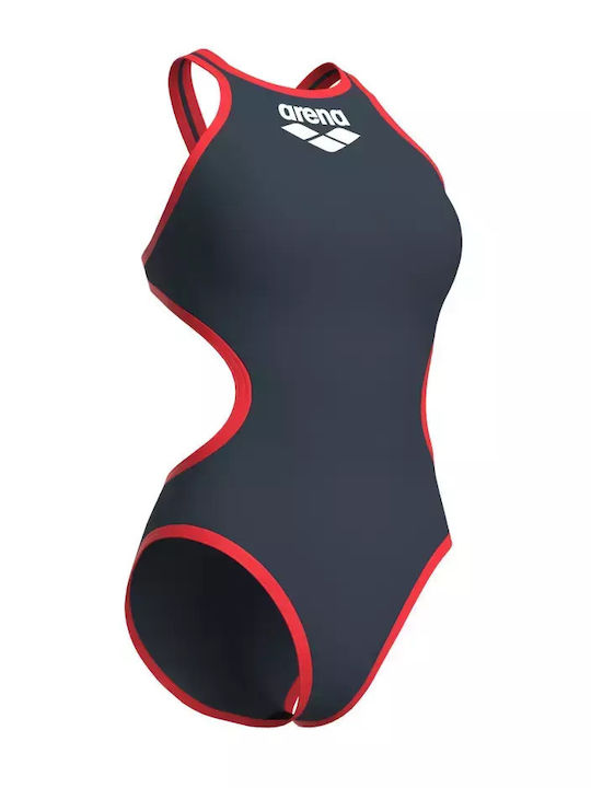 One Biglogo One-Piece Swimsuit with Cutouts Gray