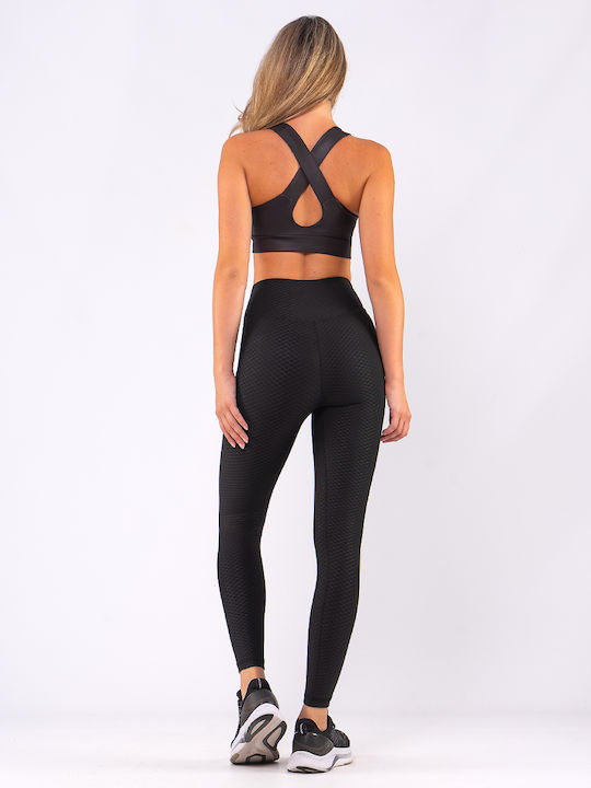 Training Women's Long Firming Leggings High Waist & Push Up Black