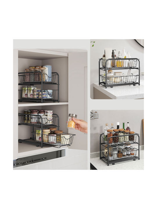 Songmics Metal Kitchen Cupboard Shelf 21.6x36.5x31.5cm Black