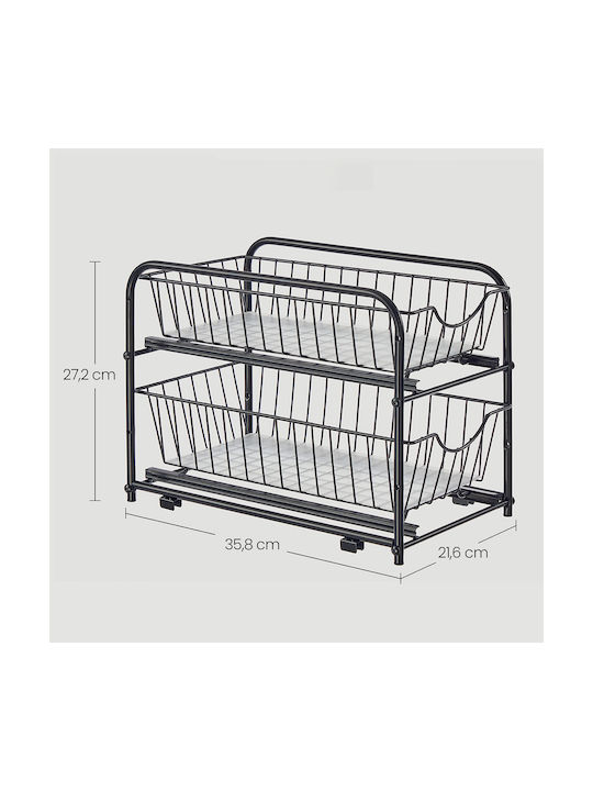 Songmics Metal Kitchen Cupboard Shelf 21.6x36.5x31.5cm Black