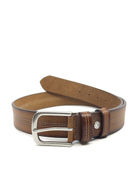 Wide Men's Belt Leather Tabac Brown