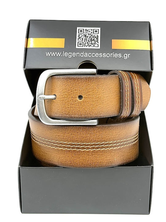 Wide Men's Belt Leather Tabac Brown