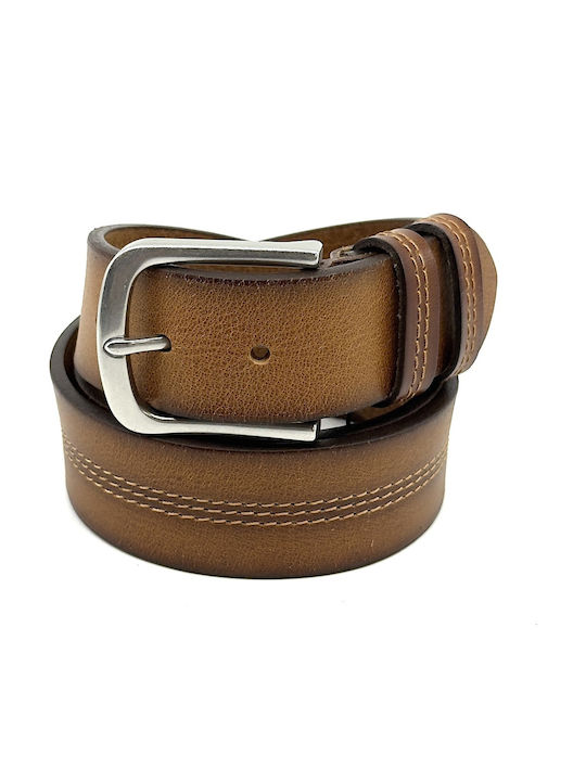 Wide Men's Belt Leather Tabac Brown