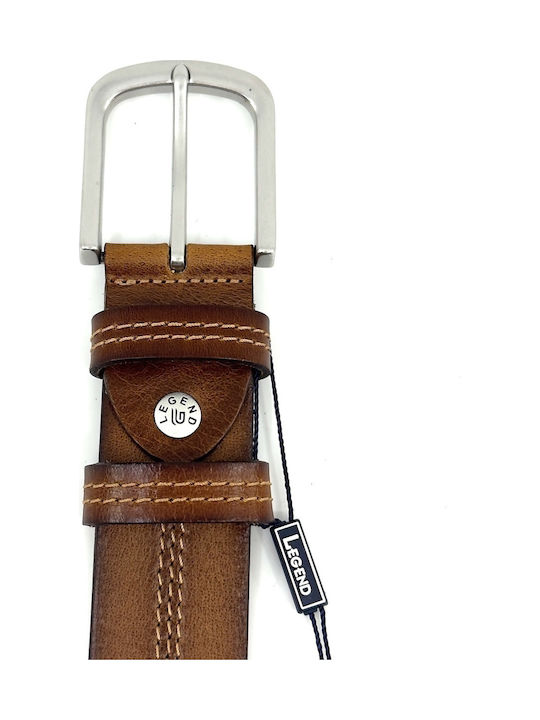 Wide Men's Belt Leather Tabac Brown