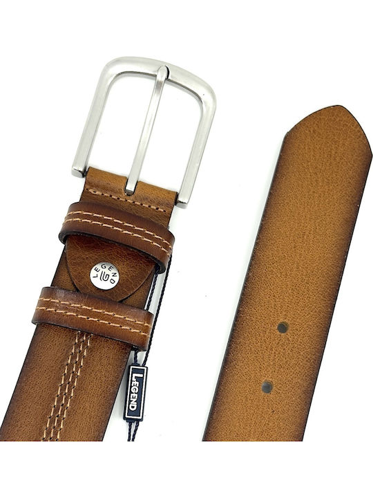 Wide Men's Belt Leather Tabac Brown