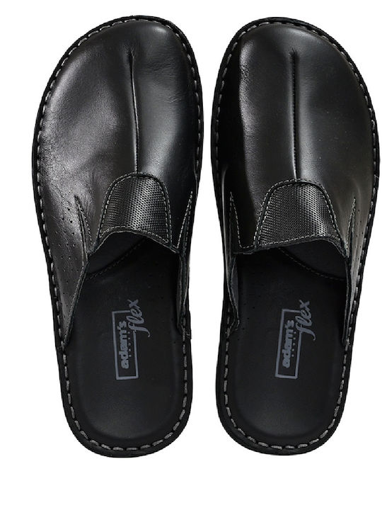 Men's Leather Slippers Black