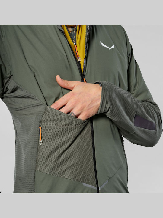 Pedroc Pl Wind Hd Ανδρική Ζακέτα Fleece με Κουκούλα Χακί