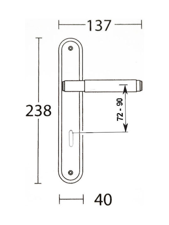 Convex Middle Door Lever Plate 1745 Pair Matte Black