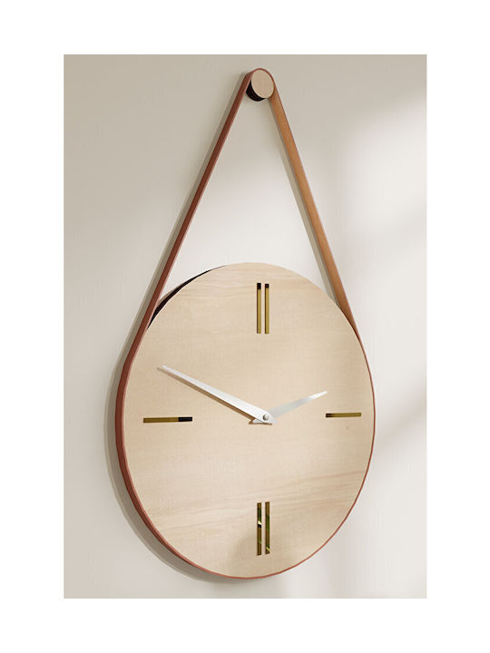 Ceas De Perete Din Lemn Cu Curea Din Piele – Design Modern