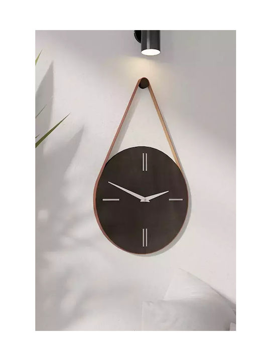 Ceas De Perete Din Lemn Cu Curea Din Piele – Design Modern