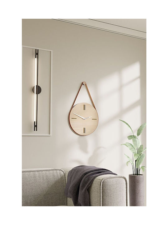 Ceas De Perete Din Lemn Cu Curea Din Piele – Design Modern