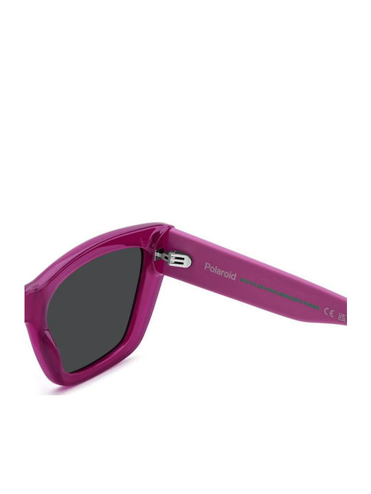 Polaroid Women’s Sunglasses with Pink Horn-Rimmed Frame and Grey Lens PLD6242/S/X MU1/M9