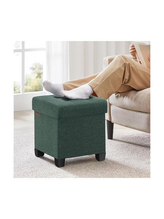 Stool For Living Room With Storage Space Upholstered with Fabric Green 38x38x40cm