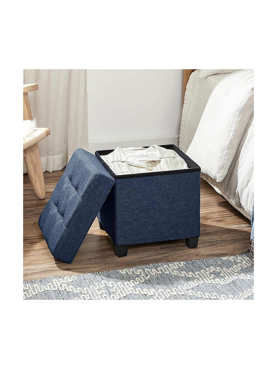 Stool For Living Room With Storage Space Upholstered with Fabric Blue 38x38x40cm