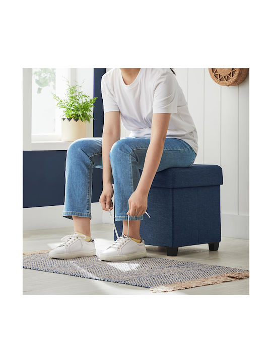 Stool For Living Room With Storage Space Upholstered with Fabric Blue 38x38x40cm