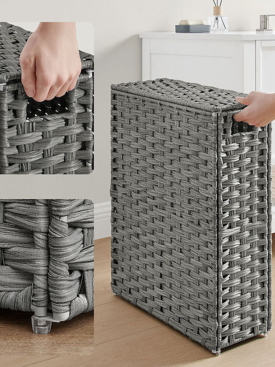 Songmics Καλάθι Απλύτων Πλαστικό με Καπάκι 46x20x61cm Γκρι