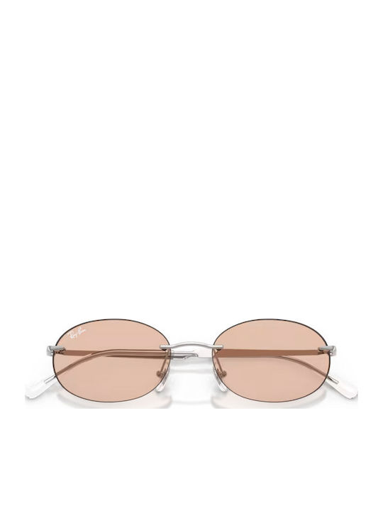 Ray Ban Унисекс Слънчеви Очилa с Сребърен Метален Рамка и Кафяв Огледален Стъкло RB3767 003/MG