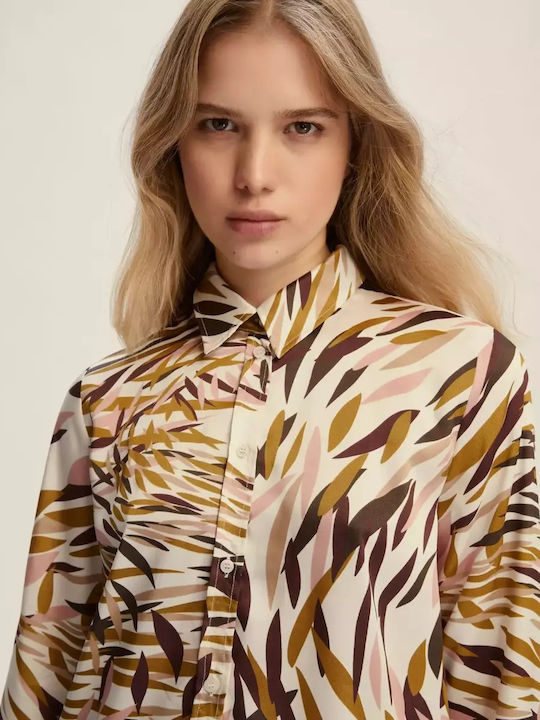 Langärmelig Damen Satin,σατεν Hemd Multicolour