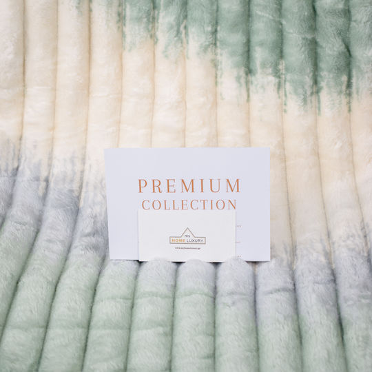 My Home Luxury Blanket Fleece Single 160x220cm Ecru - Turquoise
