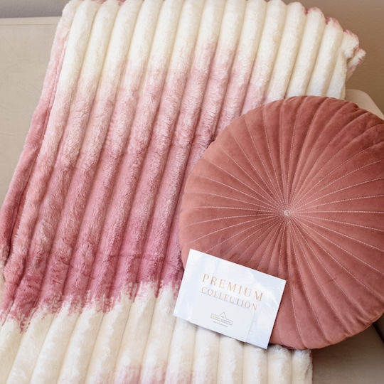 My Home Luxury Blanket Fleece Single 160x220cm Ecru - Pink