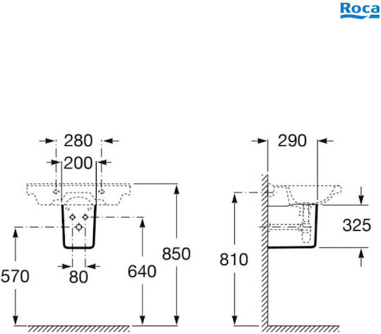 Debba Roca A337991000 Badezimmerzubehör Kolonne Waschbecken