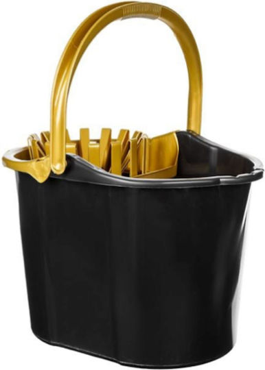 Mop Bucket with Squeezer and Wheels Plastic Capacity 20lt Black