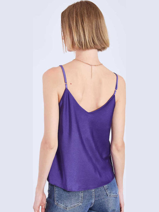 Celestino Lingerie Τοπ Σατέν Μωβ Σκούρο