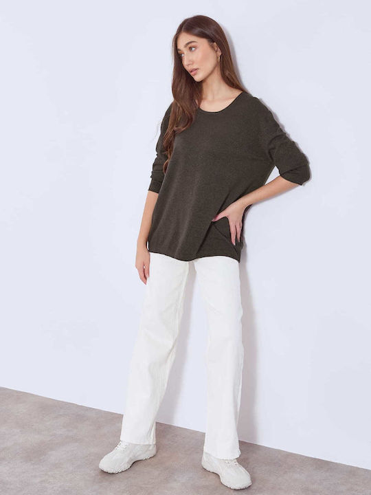 Celestino Women's Sweater Raw Edge Loose Fit Anthracite