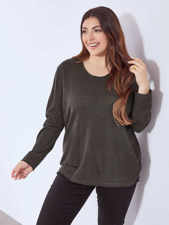 Celestino Women's Sweater Raw Edge Loose Fit Anthracite