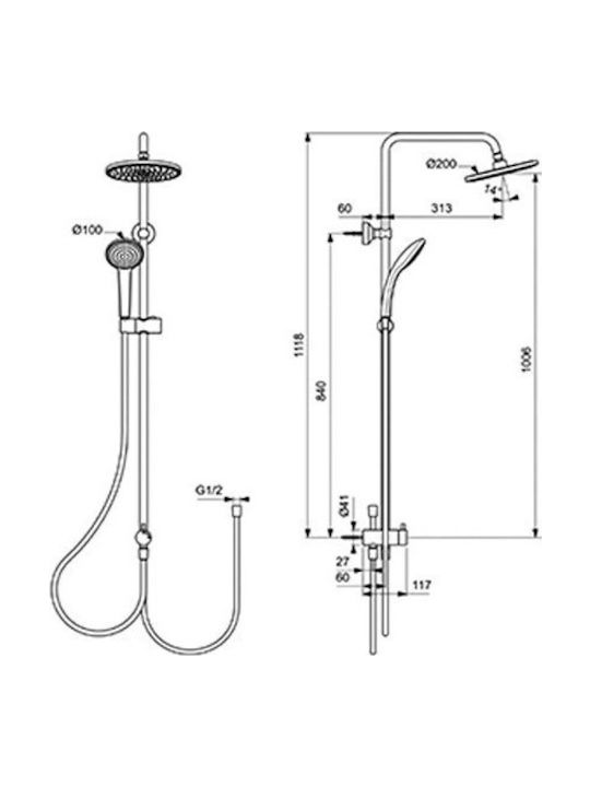 Ideal Standard Duschsäule mit Armatur Rosa