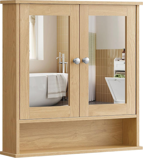 Vasagle Oglindă de Baie din MDF cu Raft & Dulap 56.5x13cm