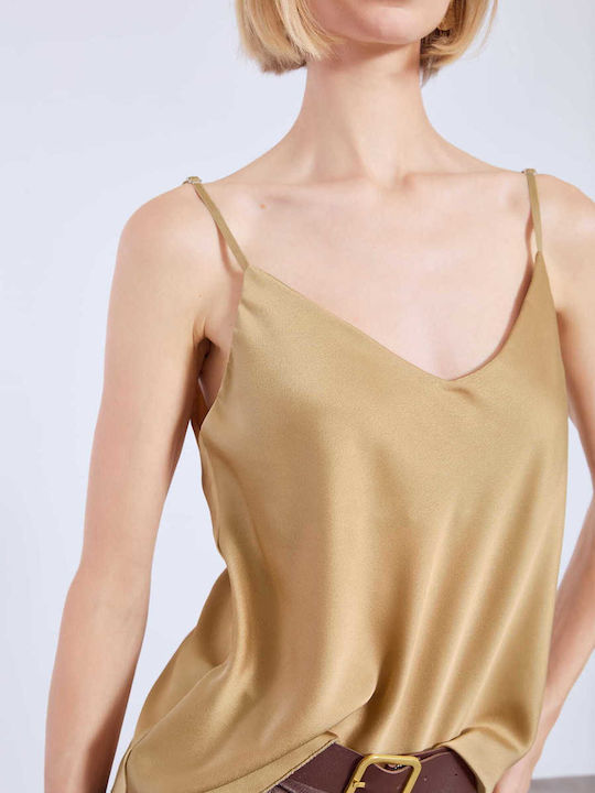 Celestino Lingerie Satin Beiges Dunkles Top