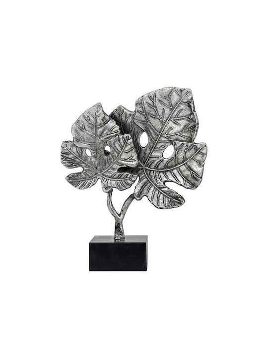 Decorativ Metalic Frunze Bază Neagră Fylliana Fl75952 Argintiu Antic Culoare 23x10x33cm