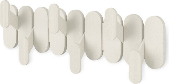 Umbra Plastic Wall Hanger 6 Hooks Beige 47x16x6cm