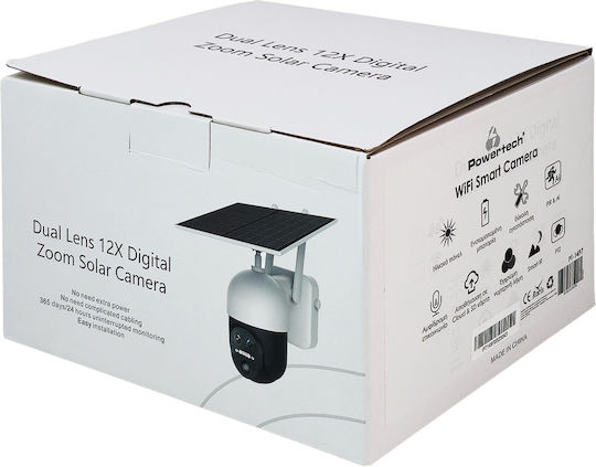 Powertech PT-1497 IP Surveillance Camera 4G Full HD+ 3MP Waterproof Battery Powered with Two-Way Communication and Lens 3.6mm